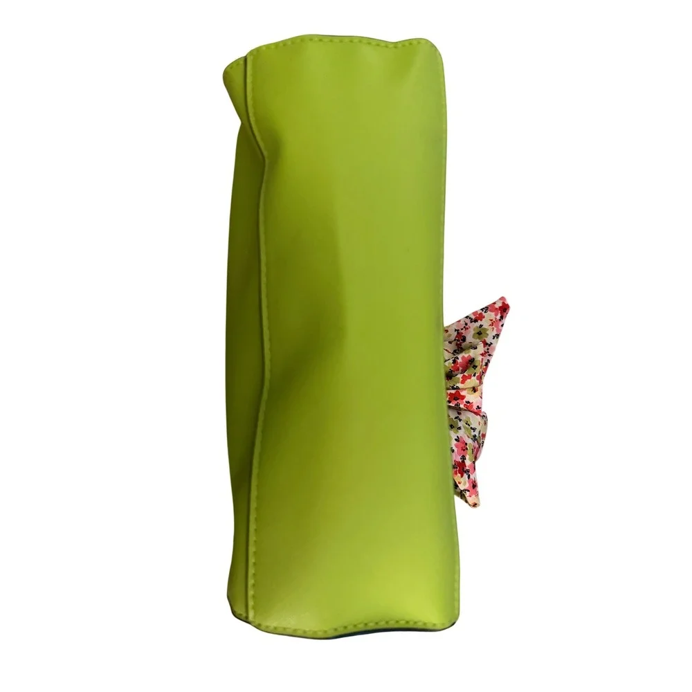 Steve Madden Lime Green Saffiano Satchel Crossbody Bag with Floral Scarf Chic